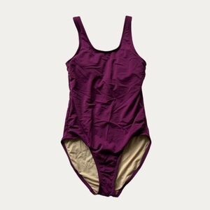 Lime Ricki Plum Purple Scoop Neck One Piece Swimsuit